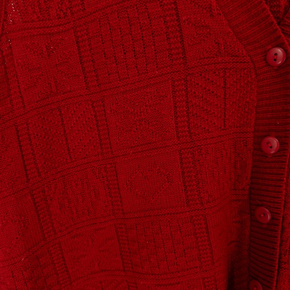 Vintage Red Knit Sweater Vest Womens 1X Academia Indie Granny Hearts Patchwork - Picture 4 of 7